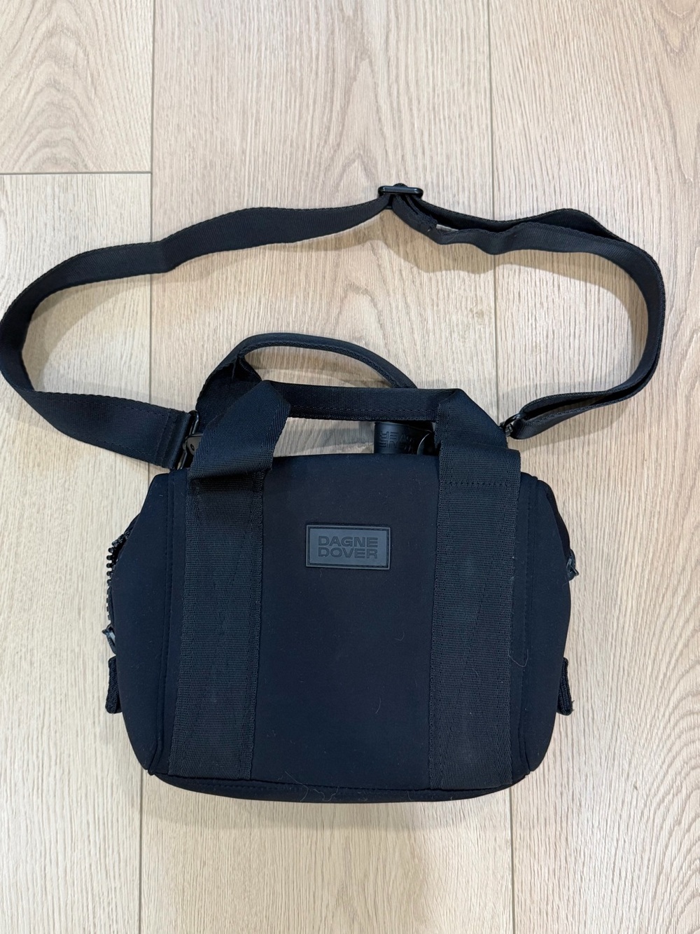 Dagne Dover Extra Small Landon Carryall Black Neoprene Crossbody Bag